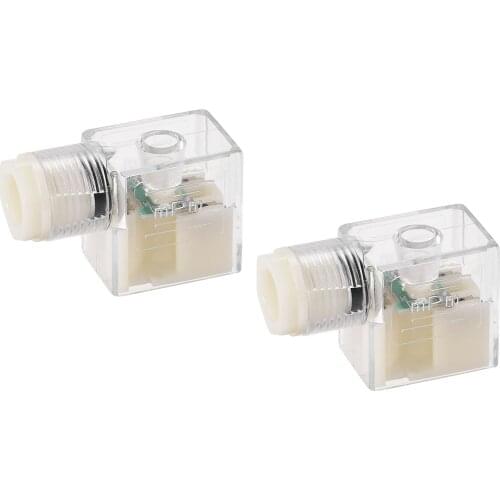 Uxcell Pneumatic Solenoid Air Control Valve DC Connector W LED Light for 4V210 Series White 2pcs