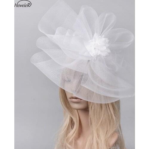 Lady Women Large Netting Flower Fascinator Hat Wedding Party Hair Clip Ascot Cocktail Headwear Headpiece Handmade
