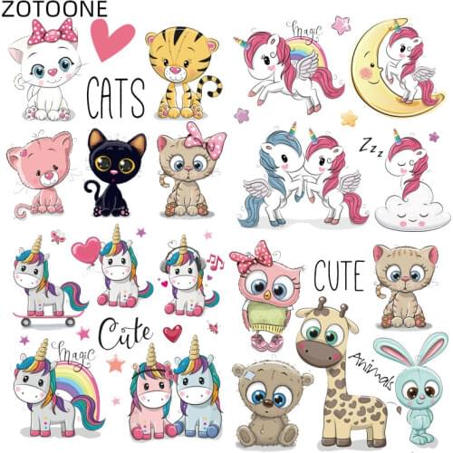 ZOTOONE Unicorn Set Patch for Clothing Iron on Big Size Cat Stickers DIY Heat Transfers Patches Vinyl Clothes Appliques for Kids