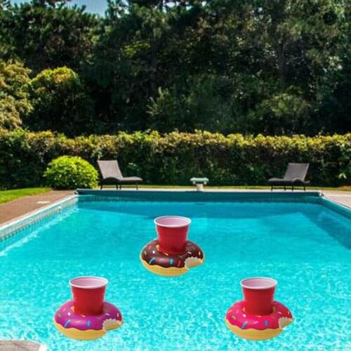 1Pcs Doughnut Inflatable Drink Cup Holder Birthday Party Decor Swimming Pool Float Toy Drink Coasters Beach Summer Party Supplie