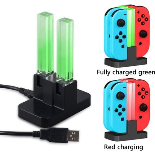 1pc Charging Dock for Nintendo Switch Joycon Charger with Indicator LED Light Clear Acrylic 4 Joy-Con Stand