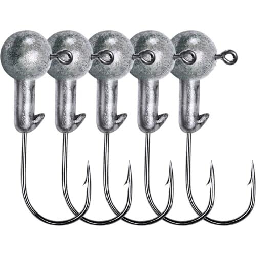 10pcs Long Shank Fishing Hook Set Fish Hooks Carbon Steel Single Circle Jip Hooks Sea Perch Fishing Round Ball Head Hook