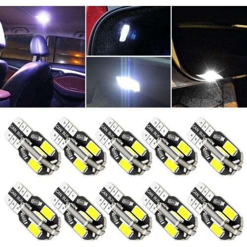 10X LED W5W Canbus T10 12V White Car Interior light Parking Lamp Bulb For Renault Duster Megane 2 3 Logan Clio Fluence Captur