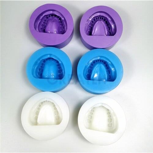2pc Silicone Dental Plaster Model Mold hole Mould of Edentulous Jaw Complete Cavity Block