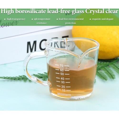 New 2 Pack 70ml Espresso Measuring Glass Double Spouts Measuring Cups Espresso Shot