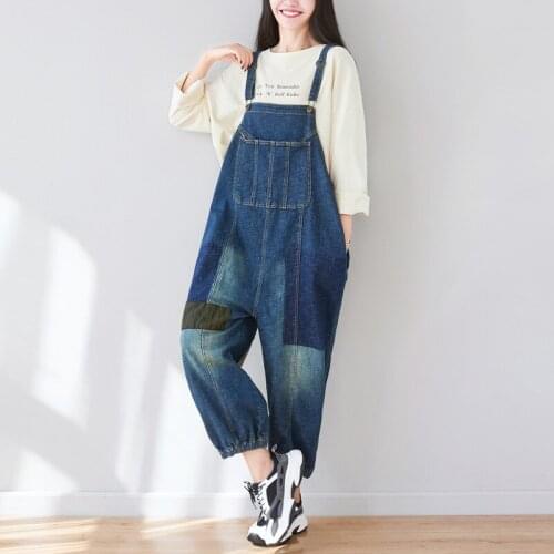 2020 Vintage Women Jumpsuits Playsuit Sleeveless Demin Romper Lady One Piece Pants Overalls Denim Jeans Bib Long Pants Trousers