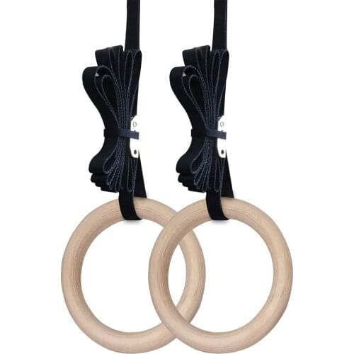 28 32MM Fitness Wooden Gymnastics Rings with Adjustable Cam Buckle Straps Fitness Home Gym Equipment Strength Training Equipment