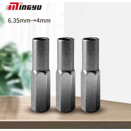 3pcs 1/4 Inch 6.35MM To 4MM Bit Adapter Hex Male to Hex Famale Screwdriver Bits Converter Tool