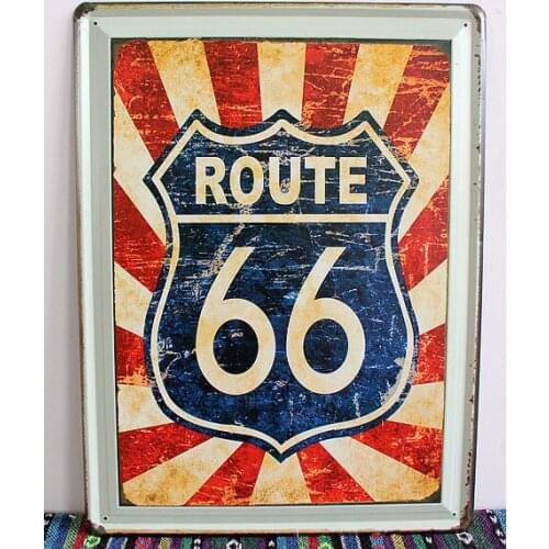 30pcs/lot Metal Sign shabby chic Vintage art poster Route US 66 tin signs wall decoration House Office Restaurant Bar iron Paint
