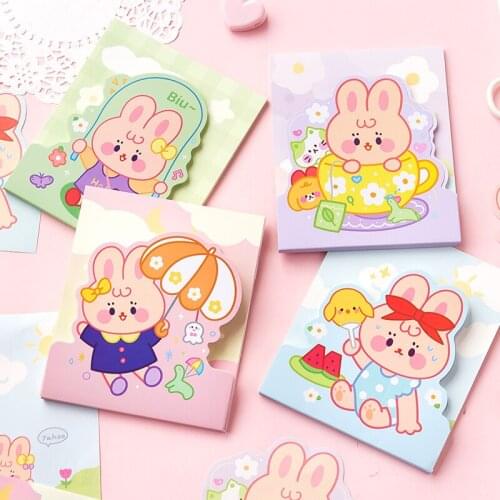 64Sheets Two Layers Sticky Memo Pad Kawaii Rabbit Notes Stationery Sticker Index Posted Planner Office Student School Supplies