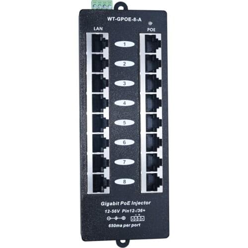 8 Port Gigabit Power over Ethernet PoE Injector for 802.3af or Passive 802.3at Devices - Power Supply NOT Included: GPOE-8A