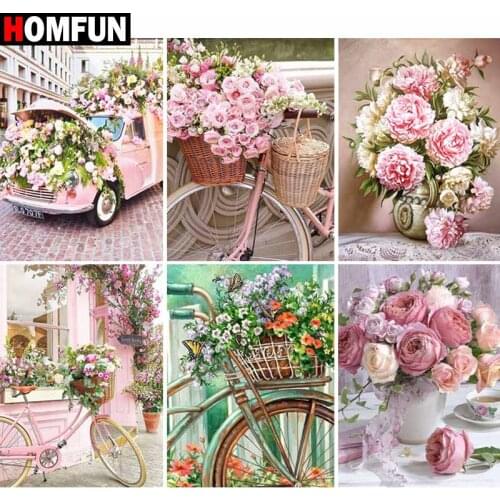 HOMFUN Full Square/Round Drill 5D DIY Diamond Painting "Bouquet landscape" Embroidery Cross Stitch 5D Home Decor Gift