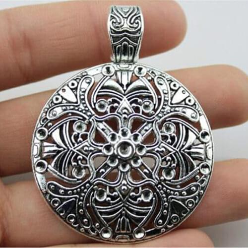 1pcs 61x46mm Bohemian Charm For Jewelry Making Bohemian Pendants Charm Gypsy Ethnic Hollow Carved Flower