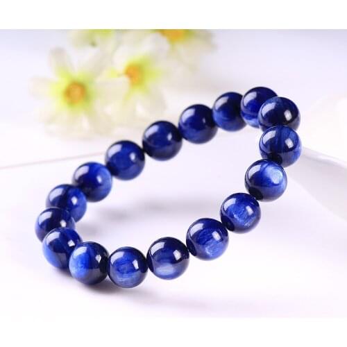 Top Natural Kyanite Bracelet Jewelry For Woman Man Blue Crystal Round Beads Stone Stretch Strands 6mm 7mm 8mm 9mm 10mm 11mm 12mm