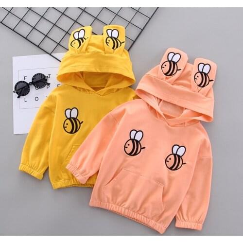 2021 New Autumn Winter Coat Toddler Baby Kids Boys Girls Clothes Hooded Cartoon 3D Ear Hoodie Letter Sweatshirt Tops Clothing