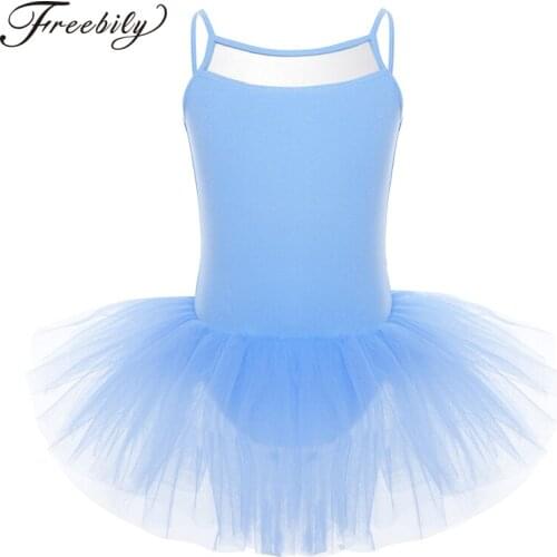 Kids Girls Tulle Ballet Tutu Dance Costume Mesh Spliced Childrens Stage Performance Gymnastics Leotard Ballerina Dancing Dress
