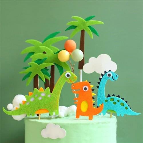 Dinosaur Palm Cake Toppers Jungle Safari Birthday Cake Decor 1st Birthday Dino Cake Decor Happy Birthday Party Decor Kids Boys
