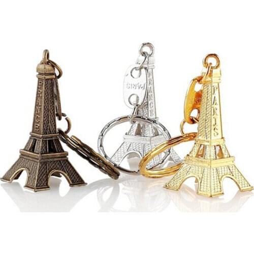 Hot 12pcs lot Vintage 3D Paris Eiffel Tower keychain French souvenir paris Keychain Keyring Key Chain Ring