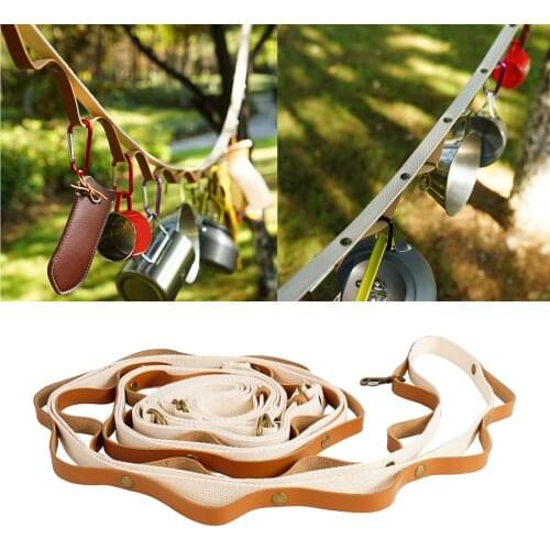 Pu Leather Tent Lanyard Cord Clothesline ing Storage Strap Outdoor