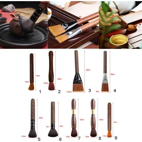 Chinese Ebony Black Sandalwood Kungfu Tea Brush for Teapot Tea Ceremony Utensils, 9 Styles for Choosing
