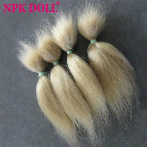 NPK DOLL Reborn Baby Mohair 15g Brown and Blonde 100% Pure Natural Accessories 15cm Angora Goat Hair DIY Newborn Babies Wigs