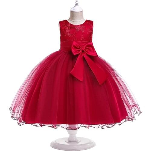 Bow Tutu Girl Summer Princess Dress Floral Children Clothes Christmas Kid Party Toddler Dresses For 3-8Y Girls Customes Clothing