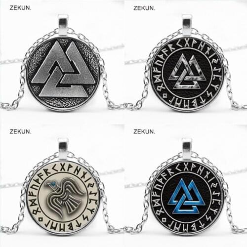 LIAOZEKUN, 2019/Dark Viking Triangle Amulet Pendant Necklace Bump Glass Men and Women Necklace Jewelry