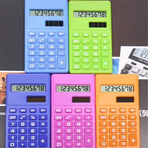 Cartoon Mini Calculator 8 Digits Display Dual Power Supply Cute Candy Calculadora Solar Hesap Calculatrice Solaire