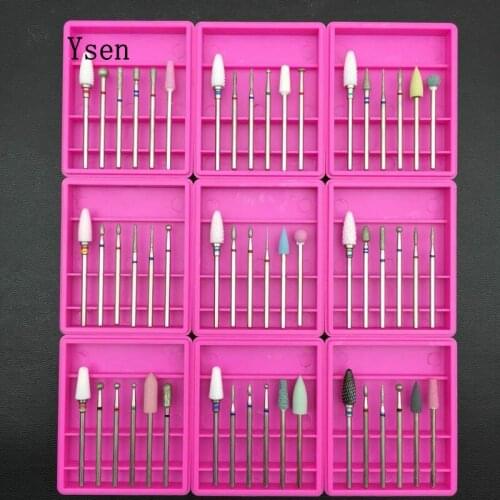 Ysen 6pcs Ceramic Diamond Nail Drill Set Milling Cutter for Manicure Rotary Burr Clean Bits Electric Machine Art Accessory