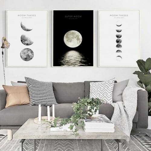 Real Photograph Moon Changing Photo A4 Canvas Art Painting Print Posters Picture Wall Living Room Bedroom Home Decoration Mural