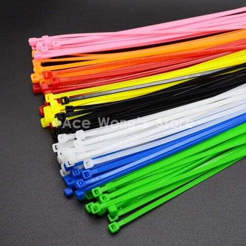 200mm Self locking Nylon Cable Ties 8 inch 100Pcs 10 color Plastic Zip Tie 18 lbs black wire binding wrap straps UL Certified