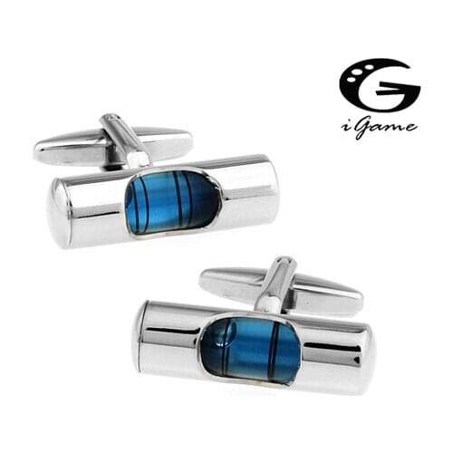 Level Copper Material Novelty Functional Blue Gradienter Style Cuff Links