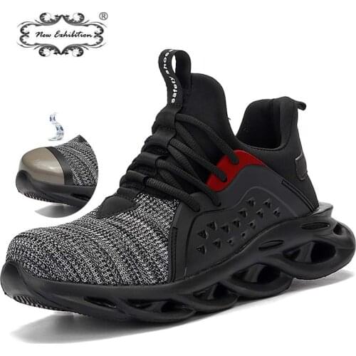 New exhibition Safety sneaker Men Fashion Lightweight Breathable Outdoor Steel Toe cap Anti-Smashing Protective Work Shoes Boots