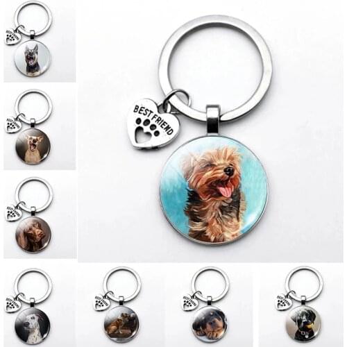 Very Cute Dog Keychain Shiba Inu Dog Picture Keychain Glass Cabochon Pendant Metal Ring Key Ring Dog Men And Women Couple Gift