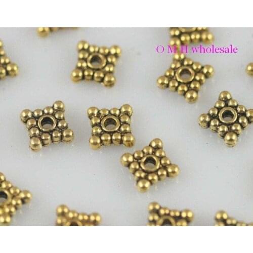 OMH wholesale Free ship 50pcs golden daisy spacer beads Jewelry metal beads 6X6mm ZL513
