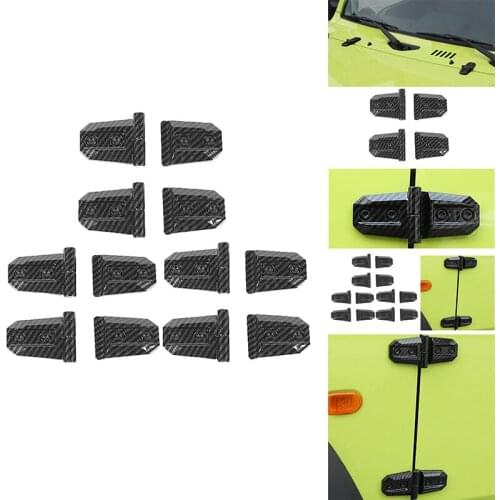 Car Door Hinge Cover for Suzuki Jimny 2019 2020 Engine Hood Hinge Decoration Cover Trim Accessories, Carbon Fiber