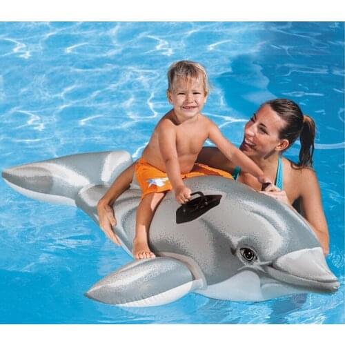 175*66cm plastic pvc inflatable lovely little dolphin rider baby sit on rider toy summer beach play swimming pool toy B40013