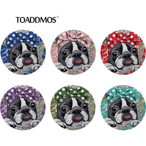 TOADDMOS Placemats Tabletop Coasters Lovely Animal Pug Dog Printed Dinner Drink Mug Mat Heat-insulated Tea Cup Pads Non-slip Mat