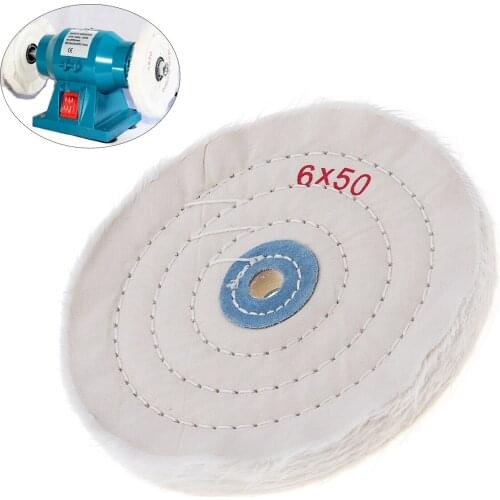 6in Cloth Buffing Polishing Wheel 1/2 in Arbor Buffer Polish Grinder White Pad for Metal Jewelry Stainless steel wood plastic