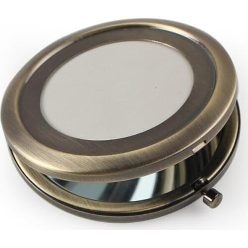 Hollow Bronze gold Compact Mirror Cosmetic Make Up Mirror Pocket Compacts For DIY Deco+ metal disc+ eppxy sticker