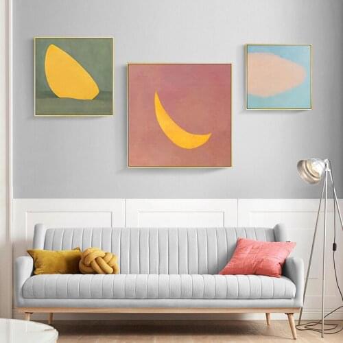 Simple Nordic Morandi Abstract moon watercolor art poster living room decoration picture Xuanguan mural printing