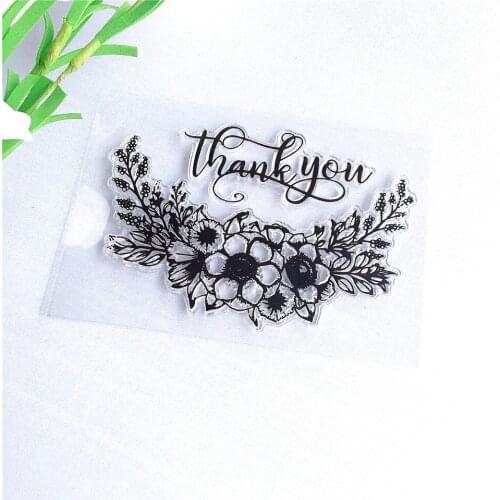 12*8.5 Thank You Flower Craft Transparent Silicone Stamp for Scrapbooking Paper Cards Making DIY Photo album Decorative Stamps