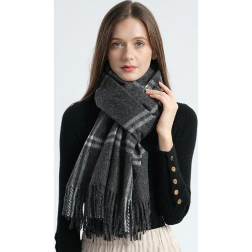 Warm Women Blanket Scarf Oversized Tassel Tartan Wrap Windproof Winter Woolen Thick Soft Shawl Plaid Bandana Fashion 2021 Scarf