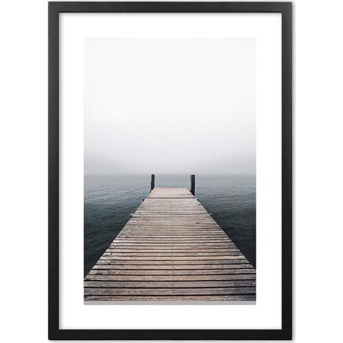 Nordic Modern Seaside Pontoon Nordic Art Wall Art Paper Painting Landscape Wall Pictures For Living Room Decor