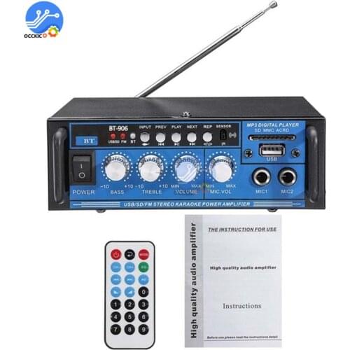 800W Bluetooth Amplifier 2CH 400W+400W Digital Audio Power AMP Home Theater Sound System HIFI Stereo Subwoofer FM USB SD EU Plug