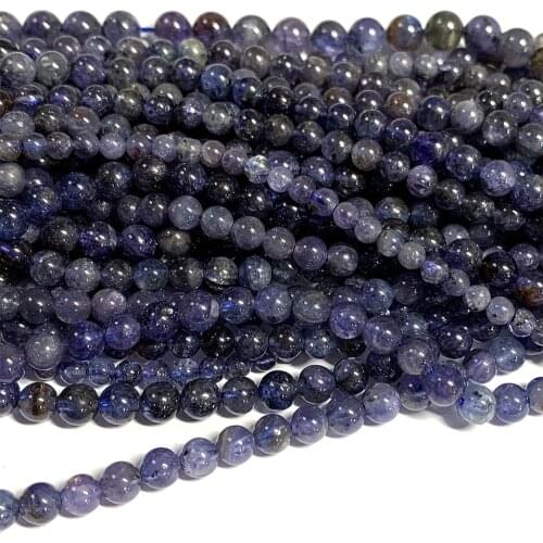 Veemake Natural Genuine Purple Blue Tanzanite Round Loose Gemstone Womens Beads For Jewelry Making Necklaces Bracelets 07023