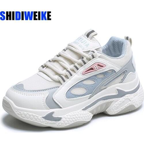 2021 Women Platform Sneakers Woman Casual Old Dad Shoes Basket Female Sports Mesh Lace Up Vulcanized Shoes 6cm AD046