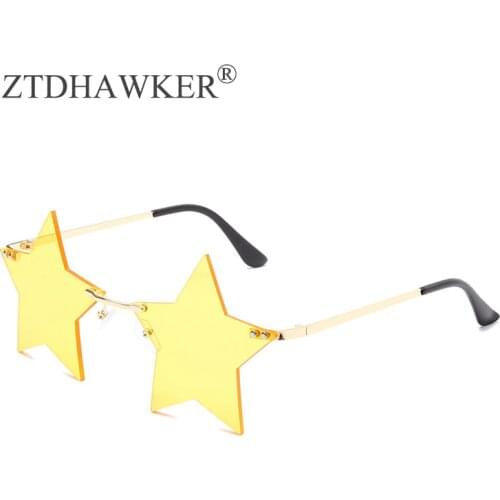 Personalized Five-pointed Star Sunglasses Women Frameless Marine Gradient Color Personality Wild Fashion Glasses
