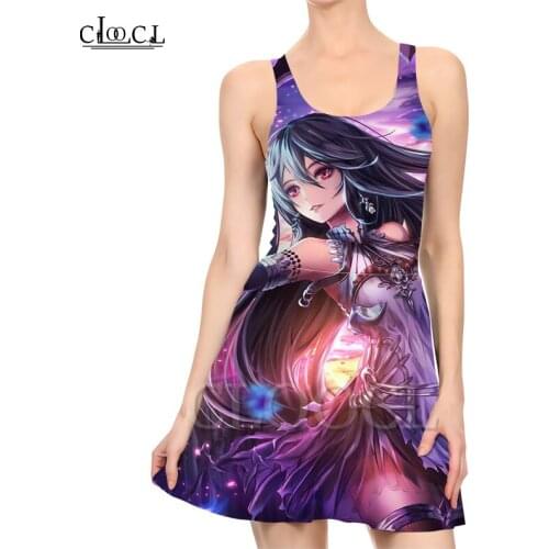 CLOOCL Newest Girl Anime 3D Print Summer Dress Women Slim Sleeveless Women Sexy Dresses Pleated Casual Dress