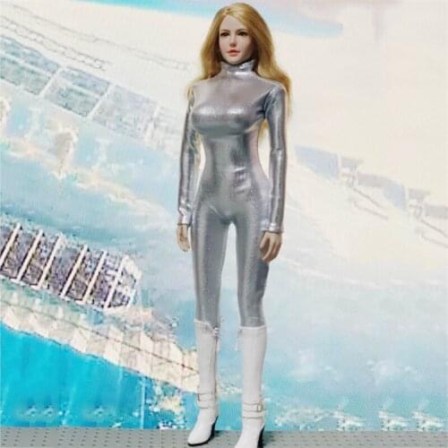 1/6 action figure female clothing model inspector leather stretch leggings jumpsuit for 12 inch doll accessories
